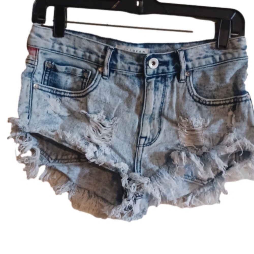 Bullhead Light Blue Distressed Jean Shorts